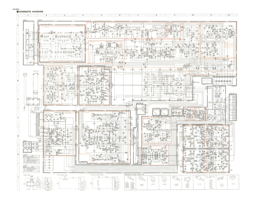 Yamaha CR-2040 Schematic // Digital Download Poster