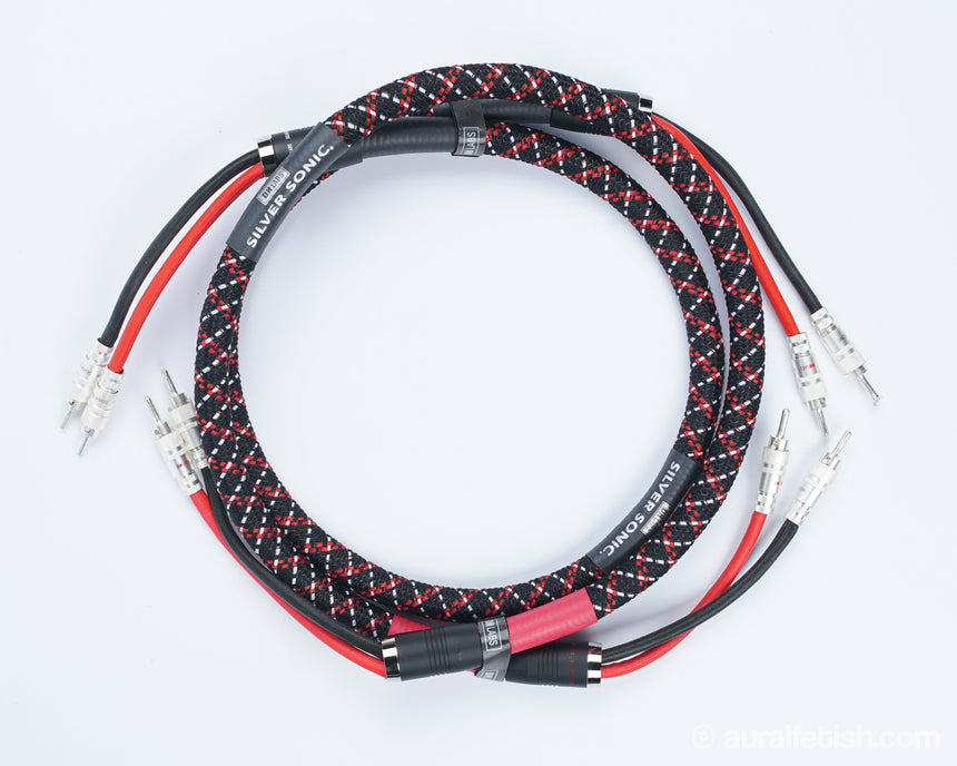 DH Labs Silver Sonic Deity // Solid SIlver 4ft Speaker Cable / Locking Banana