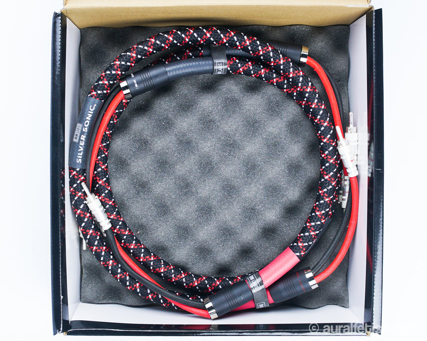 DH Labs Silver Sonic Deity // Solid SIlver 4ft Speaker Cable / Locking Banana