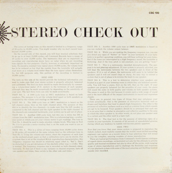 Unknown Artist - Stereo Check Out // Vinyl Record