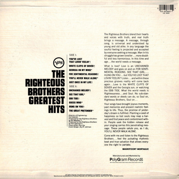 The Righteous Brothers - Greatest Hits // Vinyl Record