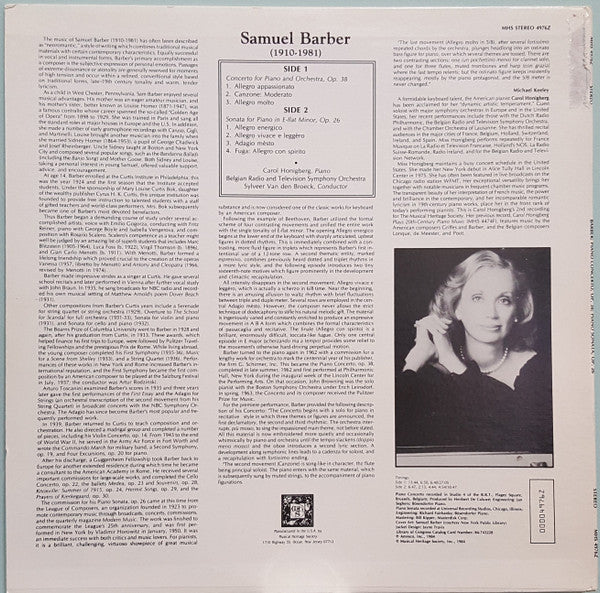 Samuel Barber - Samuel Barber: Piano Concerto Opus 38 / Piano Sonata in E Flat Minor, Opus 26 // Vinyl Record