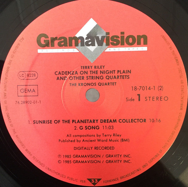 Terry Riley - Cadenza On The Night Plain And Other String Quartets // Vinyl Record