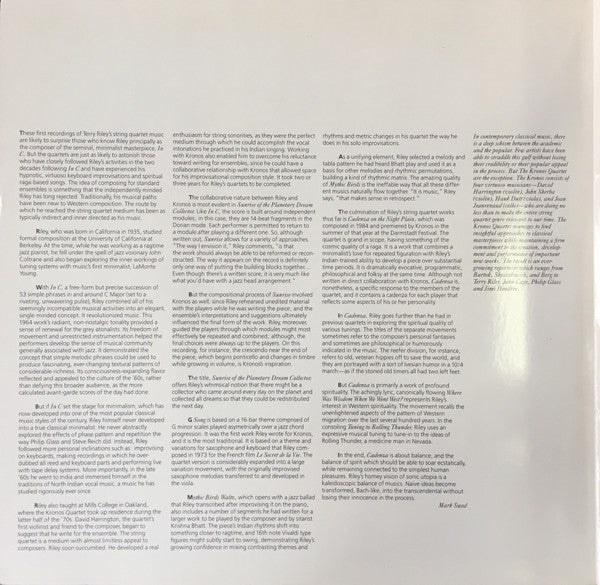 Terry Riley - Cadenza On The Night Plain And Other String Quartets // Vinyl Record