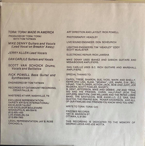 Tora! Tora! - Made In America // Vinyl Record