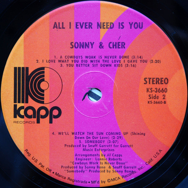 Sonny & Cher - All I Ever Need Is You // Vinyl Record