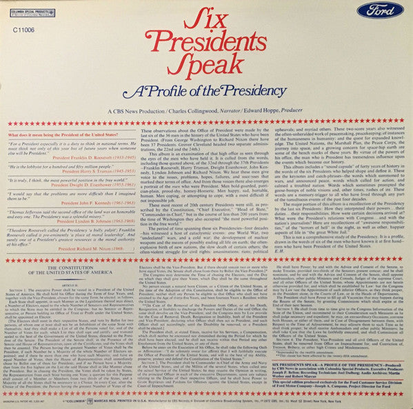 Various - Six Presidents Speak - A Profile Of The Presidency // Vinyl Record