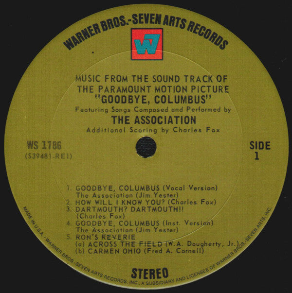 The Association - Music From The Sound Track Of The Paramount Motion Picture "Goodbye, Columbus" // Vinyl Record
