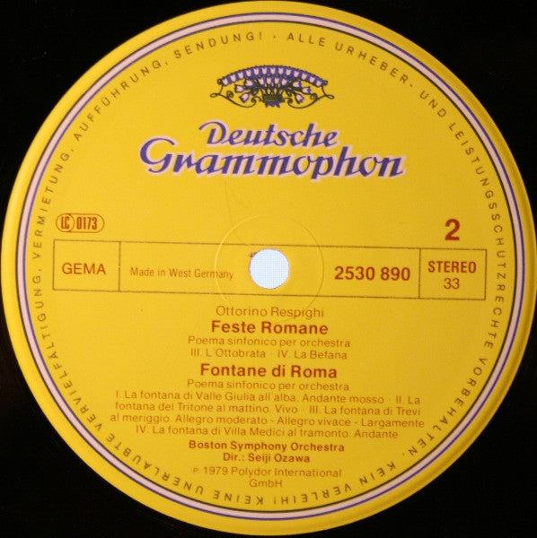Ottorino Respighi - Pini Di Roma · Feste Romane · Fontane Di Roma // Vinyl Record