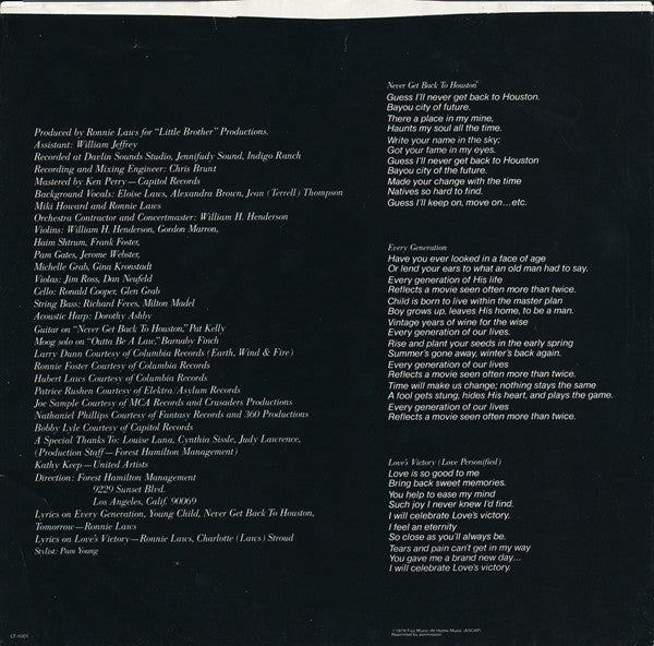 Ronnie Laws - Every Generation // Vinyl Record