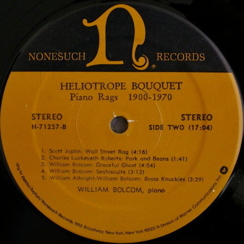 William Bolcom - Heliotrope Bouquet (Piano Rags 1900 - 1970) // Vinyl Record