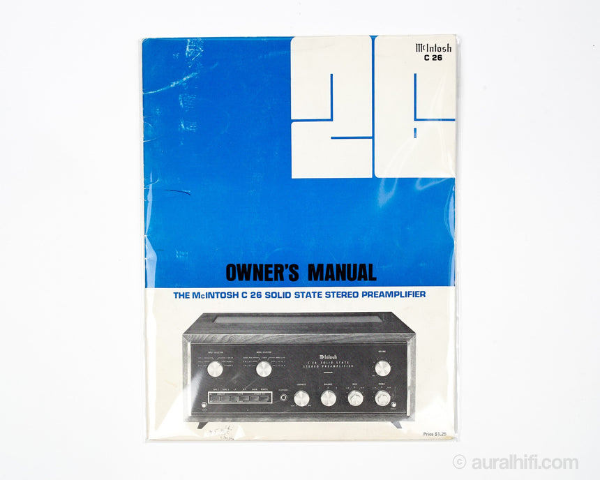 Vintage McIntosh Owner's Manual // C 26 / Good Plus