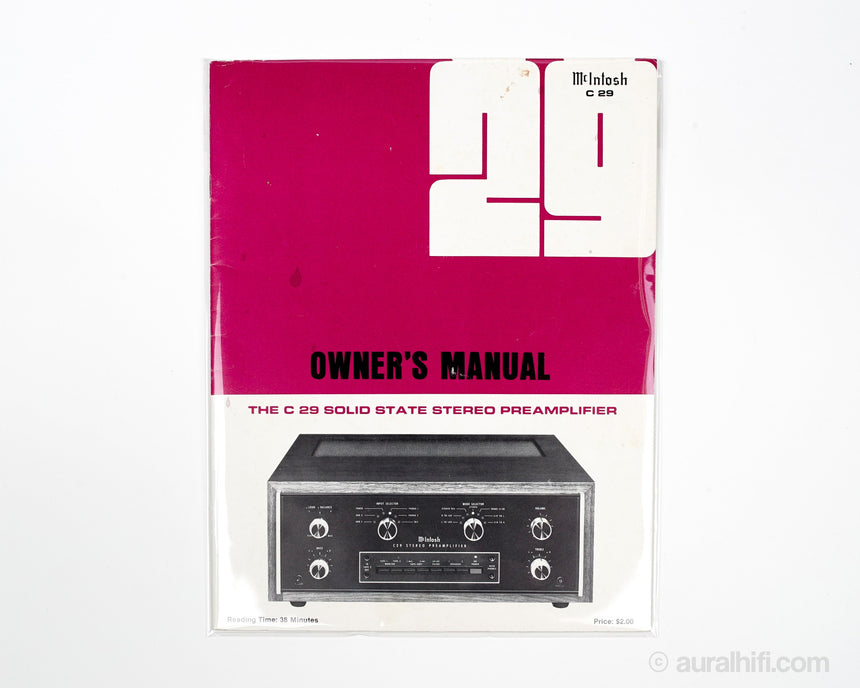 Vintage McIntosh Owner's Manual // C 29 / Good Plus