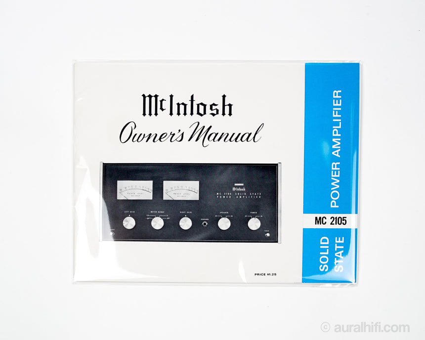 Vintage McIntosh Owner's Manual // MC 2105 / Very Good Plus