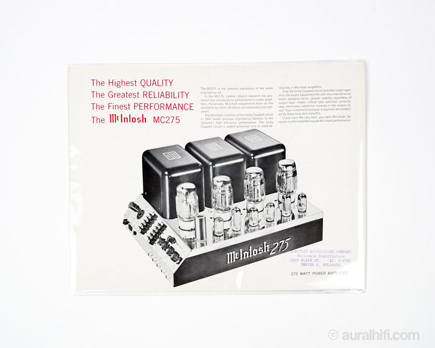 Vintage McIntosh Advert // MC 275 / Very Good Plus