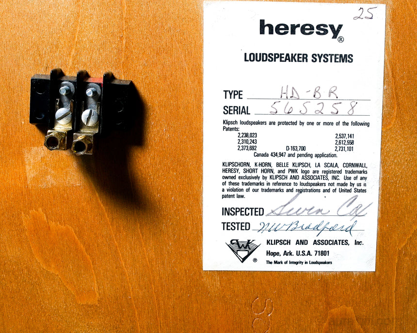 Vintage Klipsch Heresy // Speakers / 1978 Raw Birch with Manual