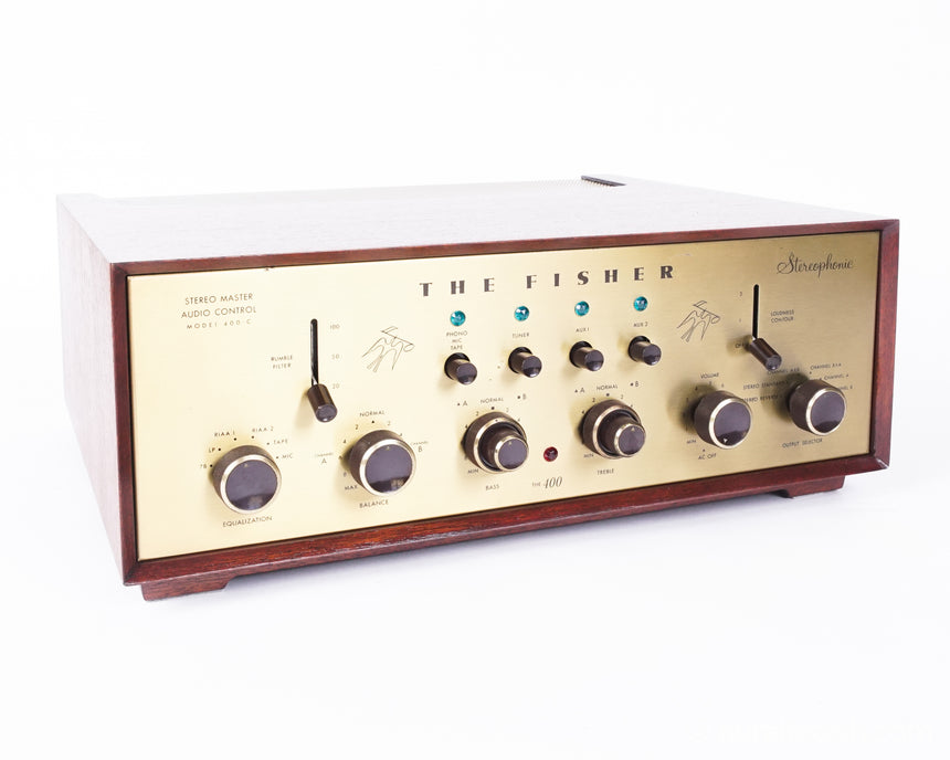 Fisher 400-C // Vintage Tube Preamp / Refinished Mahogany Cabinet / Single Owner