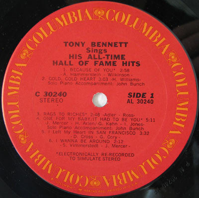 Tony Bennett - Sings His All-Time Hall Of Fame Hits // Vinyl Record / Factory sealed