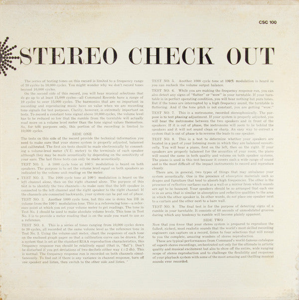 Unknown Artist - Stereo Check Out // Vinyl Record