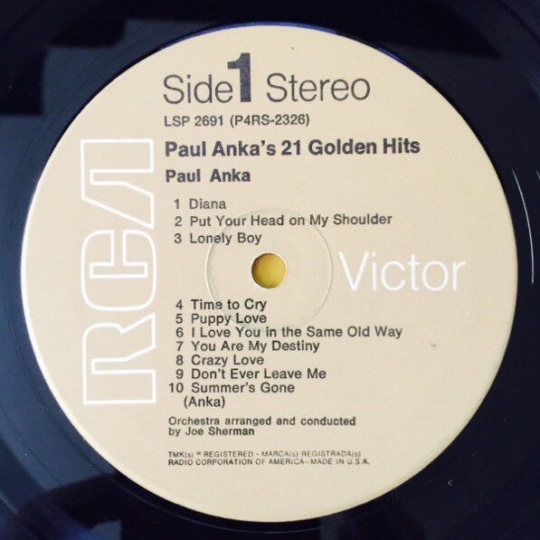 Paul Anka - Paul Anka's 21 Golden Hits // Vinyl Record