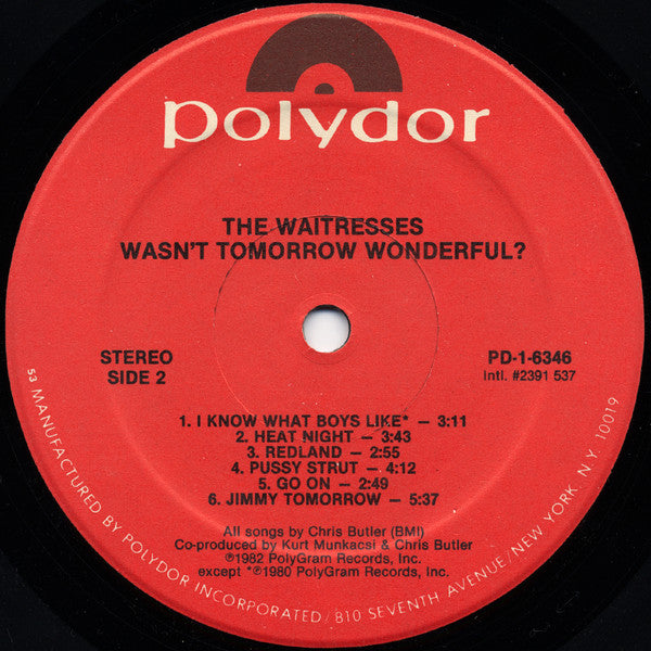 The Waitresses - Wasn't Tomorrow Wonderful? // Vinyl Record