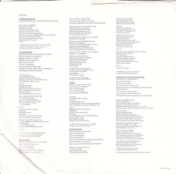 Linda Ronstadt - Hasten Down The Wind // Vinyl Record