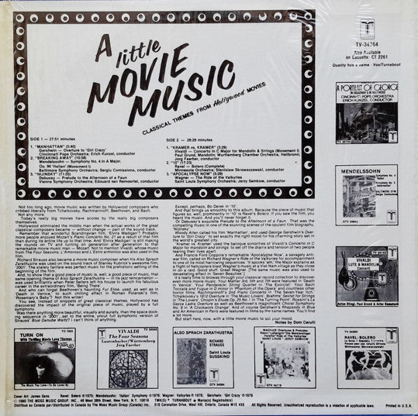 Various - A Little Movie Music - Classical Theme From Hollywood Movies // Vinyl Record