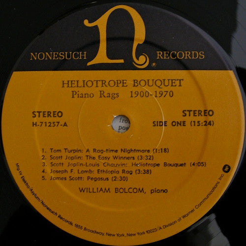 William Bolcom - Heliotrope Bouquet (Piano Rags 1900 - 1970) // Vinyl Record