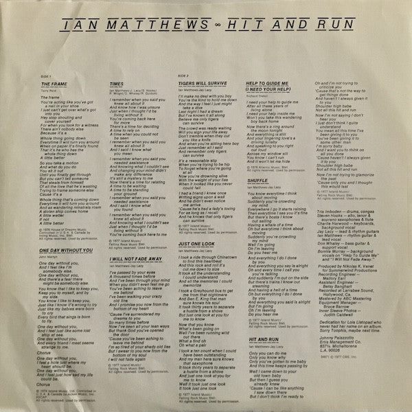 Iain Matthews - Hit And Run // Vinyl Record