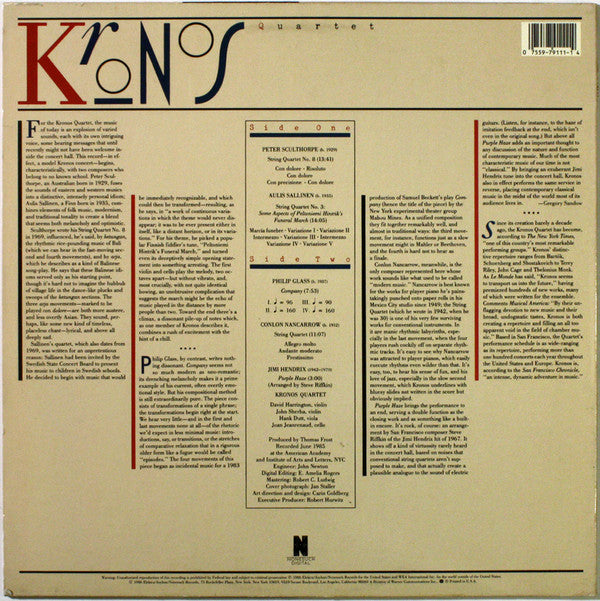Kronos Quartet - Kronos Quartet // Vinyl Record