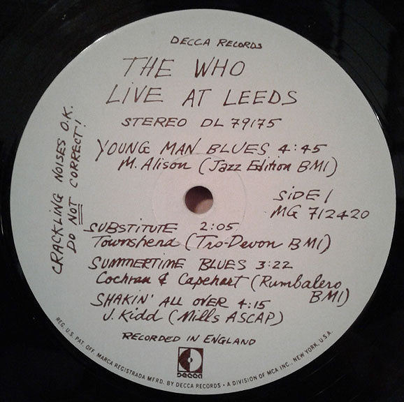 The Who - Live At Leeds // Vinyl Record / All inserts included
