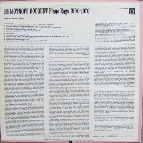 William Bolcom - Heliotrope Bouquet (Piano Rags 1900 - 1970) // Vinyl Record