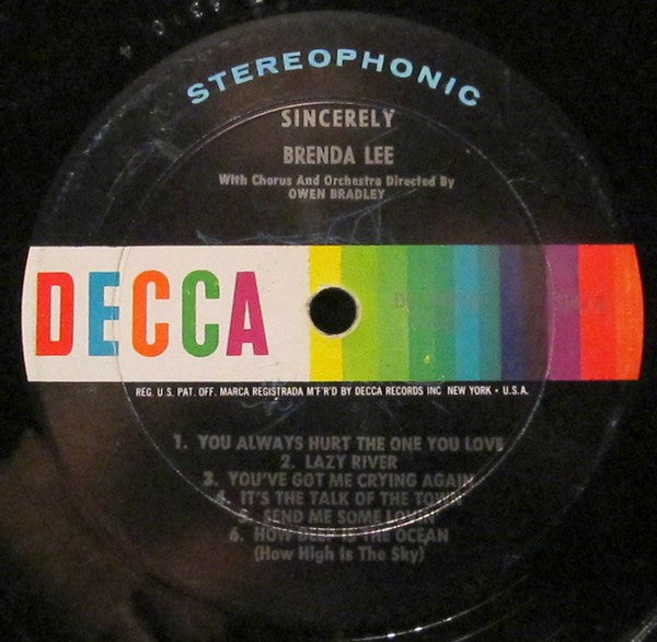 Brenda Lee - Sincerely // Vinyl Record
