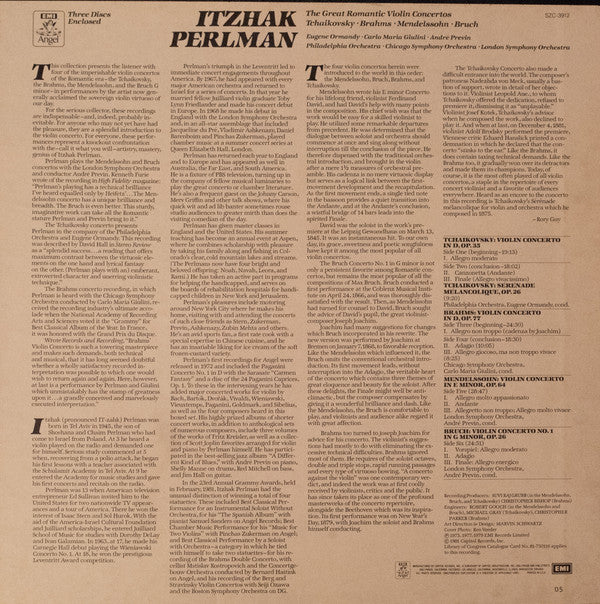 Itzhak Perlman - The Great Romantic Violin Concertos // Vinyl Record