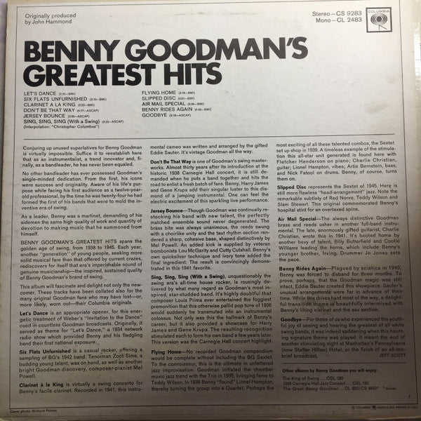 Benny Goodman - Benny Goodman's Greatest Hits // Vinyl Record