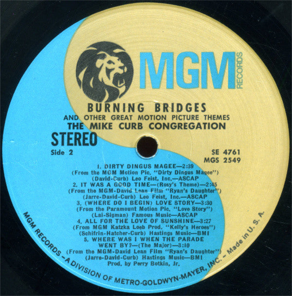 Mike Curb Congregation - Burning Bridges And Other Great Motion Picture Themes // Vinyl Record