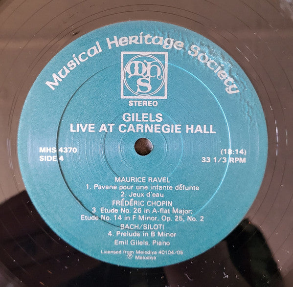Emil Gilels - At Carnegie Hall // Vinyl Record