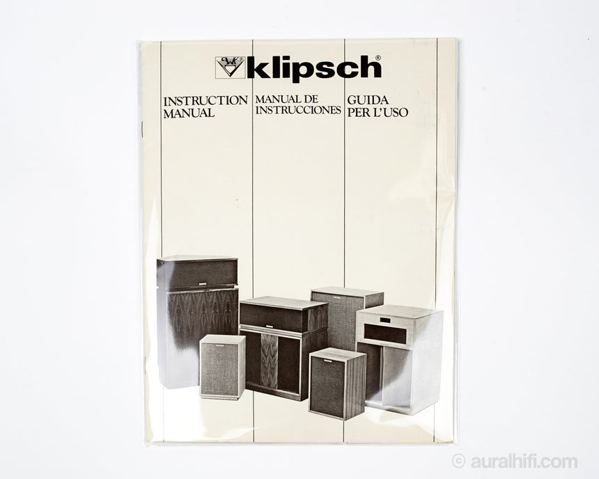 Vintage Klipsch Owner's Manual // Heritage / Very Good Plus