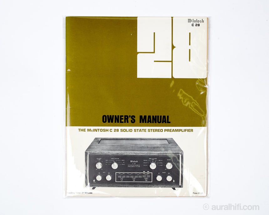 Vintage McIntosh Owner's Manual // C 28 / Very Good