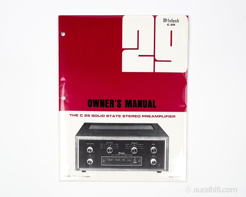 Vintage McIntosh Owner's Manual // C 29 / Very Good