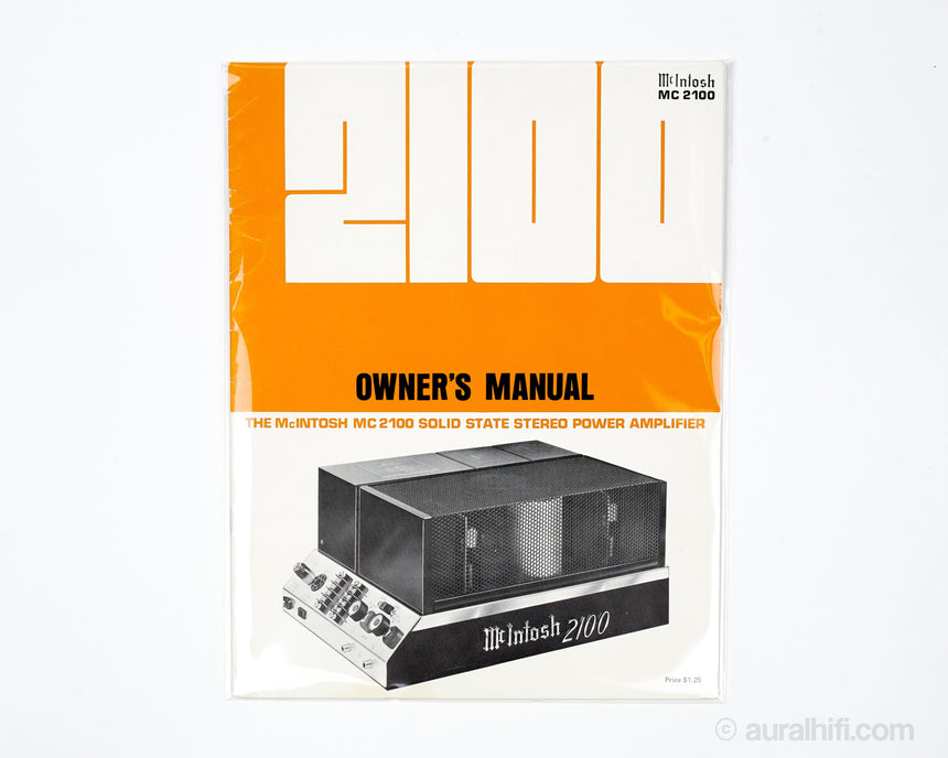 Vintage McIntosh Owner's Manual // MC 2100 / Very Good