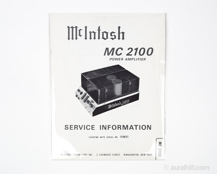 Vintage McIntosh Service Manual // MC 2100 / Very Good Plus