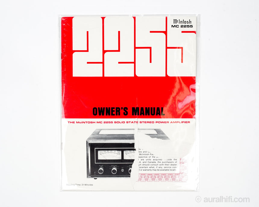 Vintage McIntosh Owner's Manual // MC 2255 / Very Good