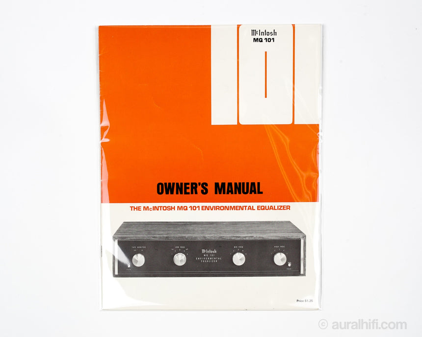 Vintage McIntosh Owner's Manual // MQ 101 / Very Good Plus