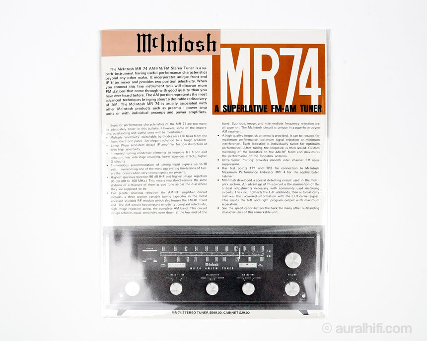 Vintage McIntosh Advert // MR 74 / Very Good Plus