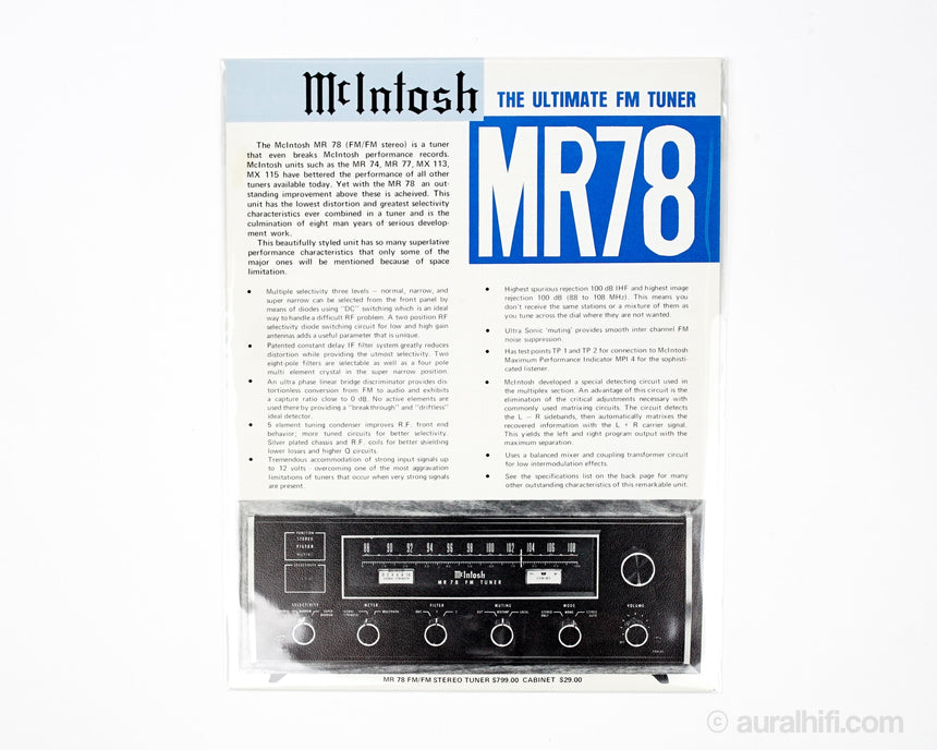 Vintage McIntosh Advert // MR 78 / Very Good Plus