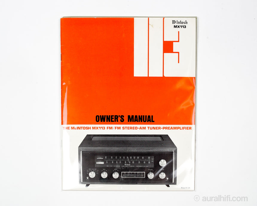 Vintage McIntosh Owner's Manual // MX 113 / Very Good